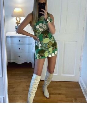 Zara Printed Green Dress